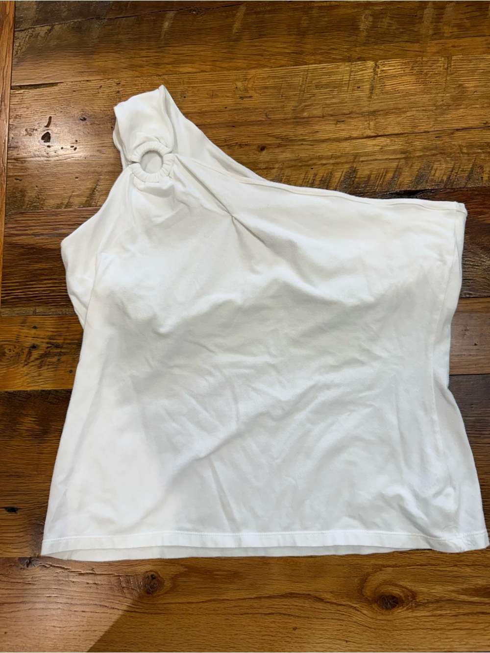 Michael Kors White One-Shoulder Tank with Ring Detail